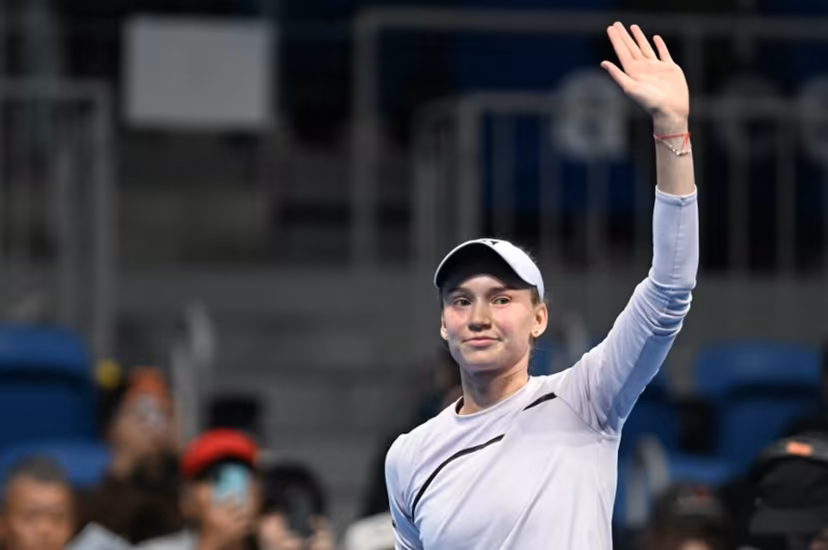 Kazakhstan's Elena Rybakina celebrates after beating Kazakhstan's Yulia Putintseva during the WTA Pan Pacific Open tennis tournament at Ariake Coliseum in Tokyo on October 29, 2026. Rie KIKUCHI / AFP