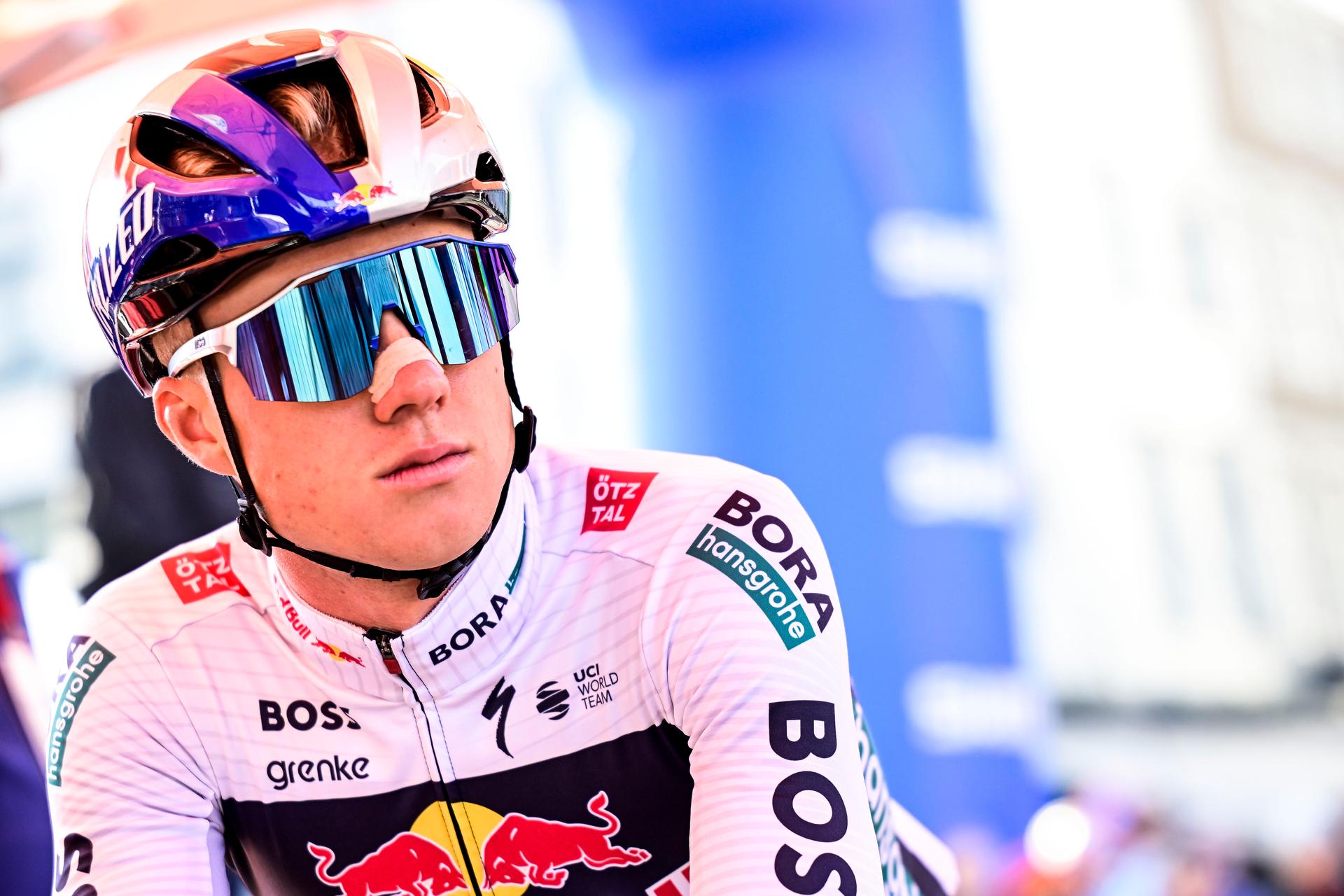 Belgian Maxim Van Gils of RedBull-BORA-hansgrohe pictured at the start of the men elite 'Amstel Gold Race' one day cycling race, 255,9 km from Maastricht to Valkenburg, The Netherlands, Sunday 20 April 2025. BELGA PHOTO DIRK WAEM
