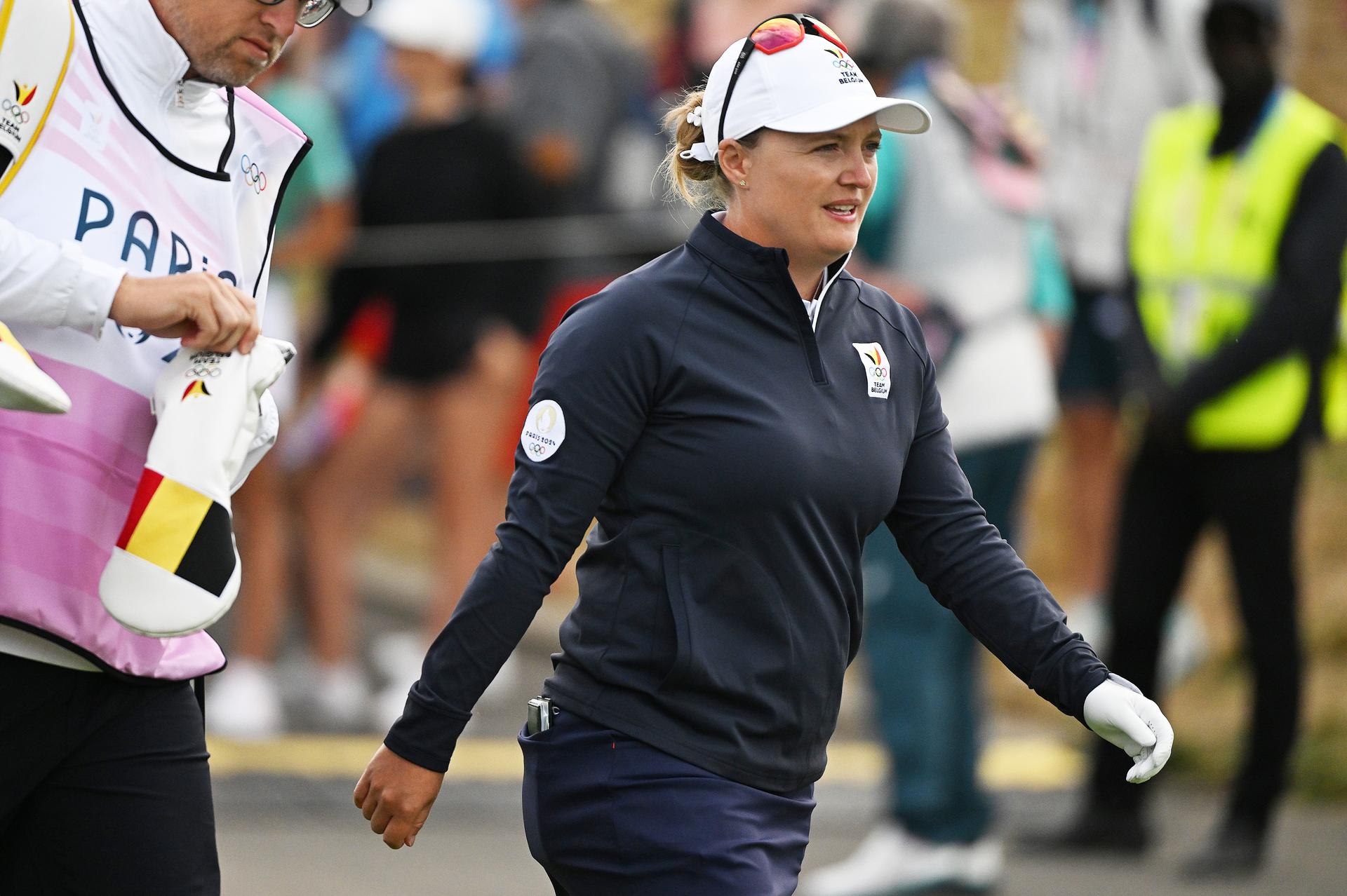 Belgian golfer Manon De Roey pictured in action during the first round of the Women's stroke play golf competition at the Paris 2024 Olympic Games, on Wednesday 07 August 2024 in Paris, France. The Games of the XXXIII Olympiad are taking place in Paris from 26 July to 11 August. The Belgian delegation counts 165 athletes competing in 21 sports. BELGA PHOTO ANTHONY BEHAR ** ** *** BELGIUM ONLY ***