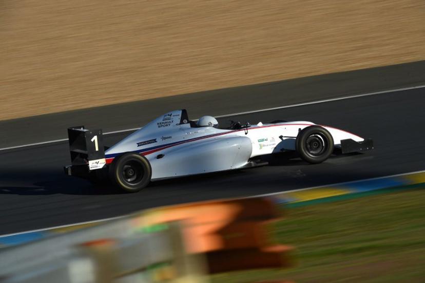 French's pilot Gaspard Simon steers his F4 racing car, during a practice session at the FFSA Academy, on February 23, 2021, in Le Mans, northwestern France. The FFSA Academy is the only French piloting company approved by the FFSA (French Motor Sport Federation), the academy is a training center prepares for the profession of racing driver, competition mechanics or even of piloting instructor. JEAN-FRANCOIS MONIER / AFP