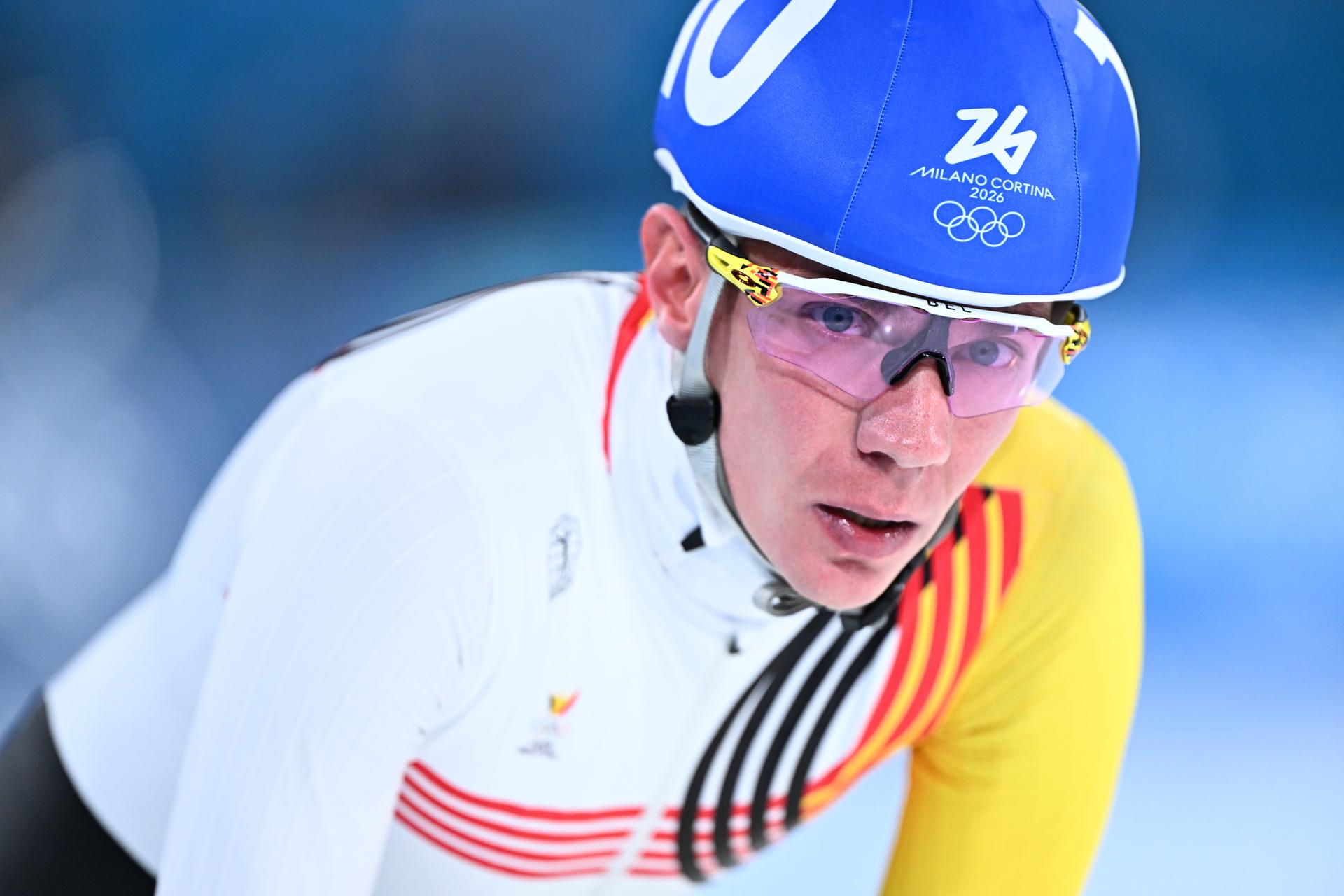 Belgian Bart Swings reacts after the final of the mass start men Speed Skating at the Milano Cortina 2026 Olympic Winter Games, on Saturday 21 February 2026 in Milan, Italy. The XXV Winter Olympics take place from 6 to 22 February 2026 in Italy. BELGA PHOTO JASPER JACOBS