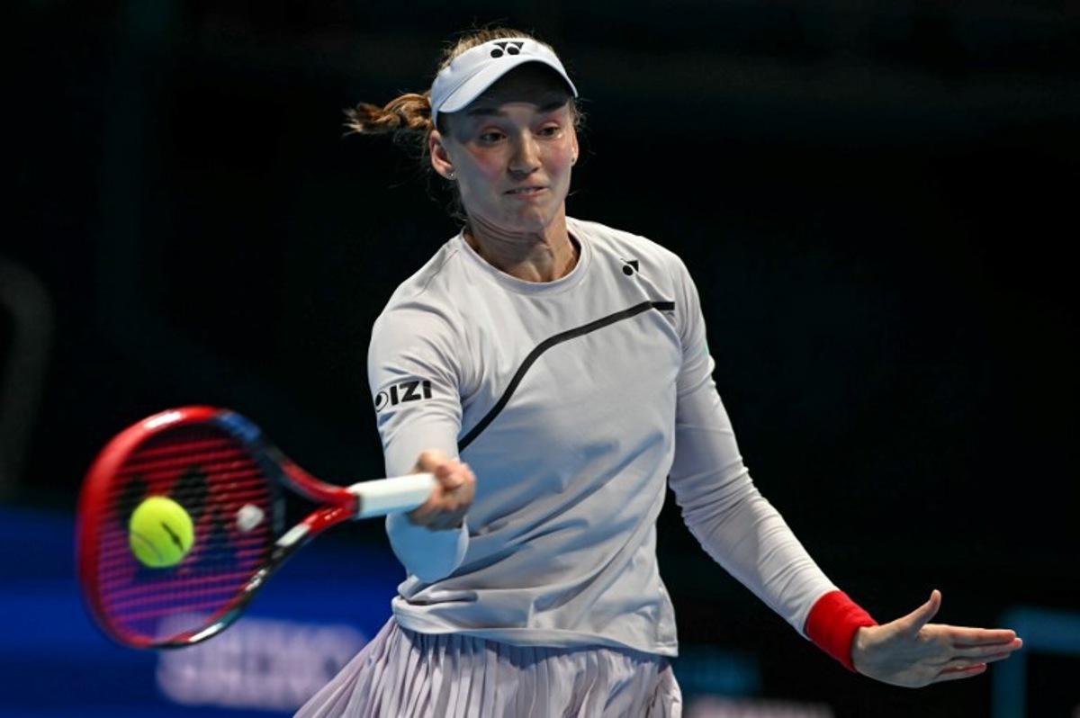 Kazakhstan's Elena Rybakina hits a return against Kazakhstan's Yulia Putintseva during the WTA Pan Pacific Open tennis tournament at Ariake Coliseum in Tokyo on October 29, 2026. Rie KIKUCHI / AFP