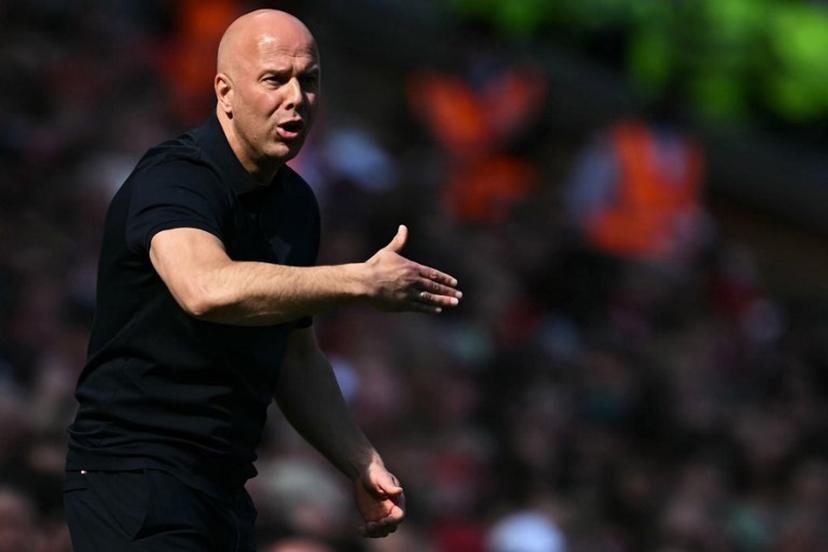 Liverpool's Dutch manager Arne Slot reacts during the English Premier League football match between Liverpool and Brentford at Anfield in Liverpool, north west England on May 24, 2026. Paul ELLIS / AFP