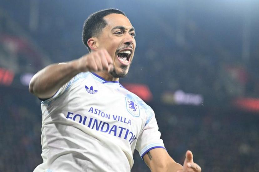 Aston Villa's Belgian midfielder #08 Youri Tielemans celebrates his team's second goal during the UEFA Europa League, league phase, football match between FC Basel and Aston Villa at the St Jakob-Park satdium, in Basel, on December 11, 2025. SEBASTIEN BOZON / AFP