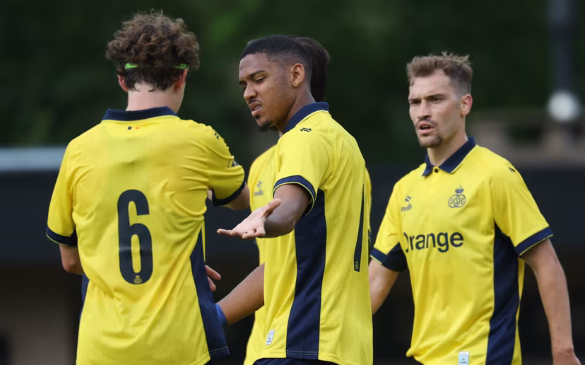 Union's Guilherme Smith celebrates after scoring during a friendly soccer game between Diegem Sport and Royale Union Saint-Gilloise, in Diegem, on Tuesday 30 June 2026. Union is preparing for the upcoming 2026-2027 first division season. BELGA PHOTO VIRGINIE LEFOUR