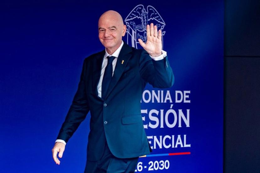 Handout photo released by the Colombian Presidency showing FIFA's president Gianni Infantino waving on arrival at president-elect Abelardo de la Espriella's swearing-in ceremonyin Cali, Colombia, on August 7, 2026. Colombian President-elect Abelardo de la Espriella takes office on August 7, 2026, vowing to launch a war on drug-running guerrillas and usher in a new era of close ties with the United States. Handout / Colombian Presidency / AFP