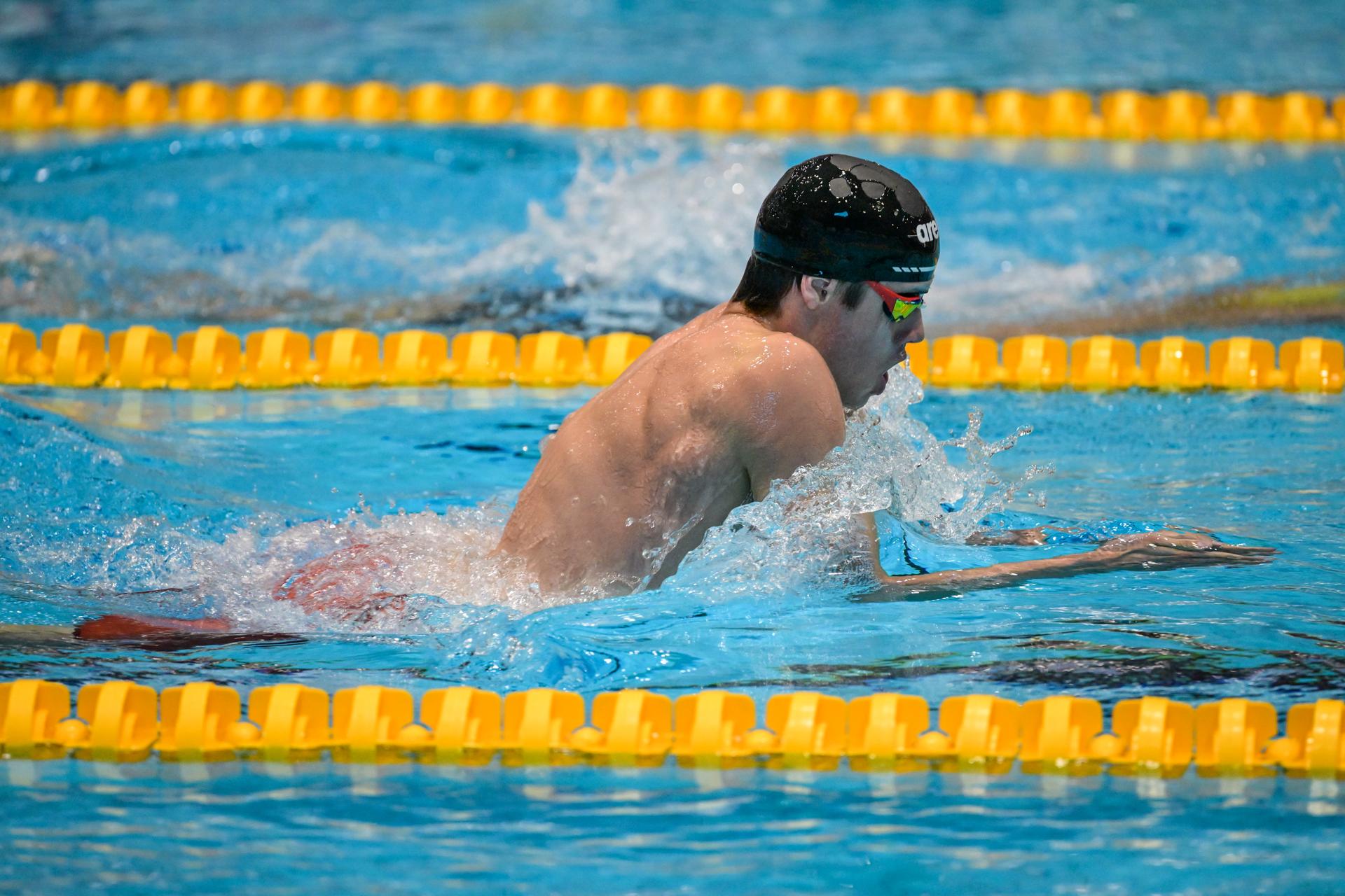 Belgian Simon Laviolette pictured in action during the 200m medley race at the Open Belgian Swimming Championships 2026 (15-17/05), in Antwerp, on Sunday 17 May 2026. BELGA PHOTO DAVID PINTENS