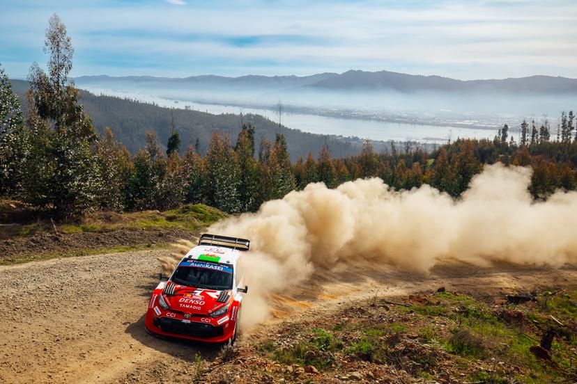 ATTENTION EDITORS - HANDOUT PICTURES - EDITORIAL USE ONLY MANDATORY CREDIT TOYOTA GAZOO RACING. This handout picture, released by Toyota Gazoo Racing on Thursday 10 September 2026 shows Elfyn Evans and Scott Martin in action during the WRC Rally Chile, the 12th manche of the FIA World Rally Cup. Belga and Belga editorial board decline all responsability regarding the content of this picture. PHOTO HANDOUT TOYOTA GAZOO RACING