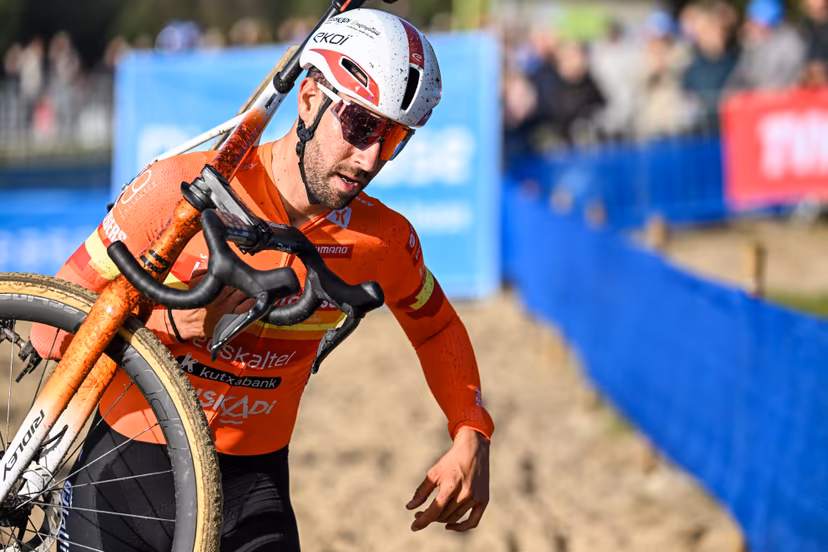 Spain's Felipe Orts pictured in action during the men's elite race of the 'HG Cross Heerde' cyclocross cycling event, race 3/7 of the 'HG Cross' competition, on Saturday 24 October 2026 in Heerde, Netherlands. BELGA PHOTO DAVID PINTENS