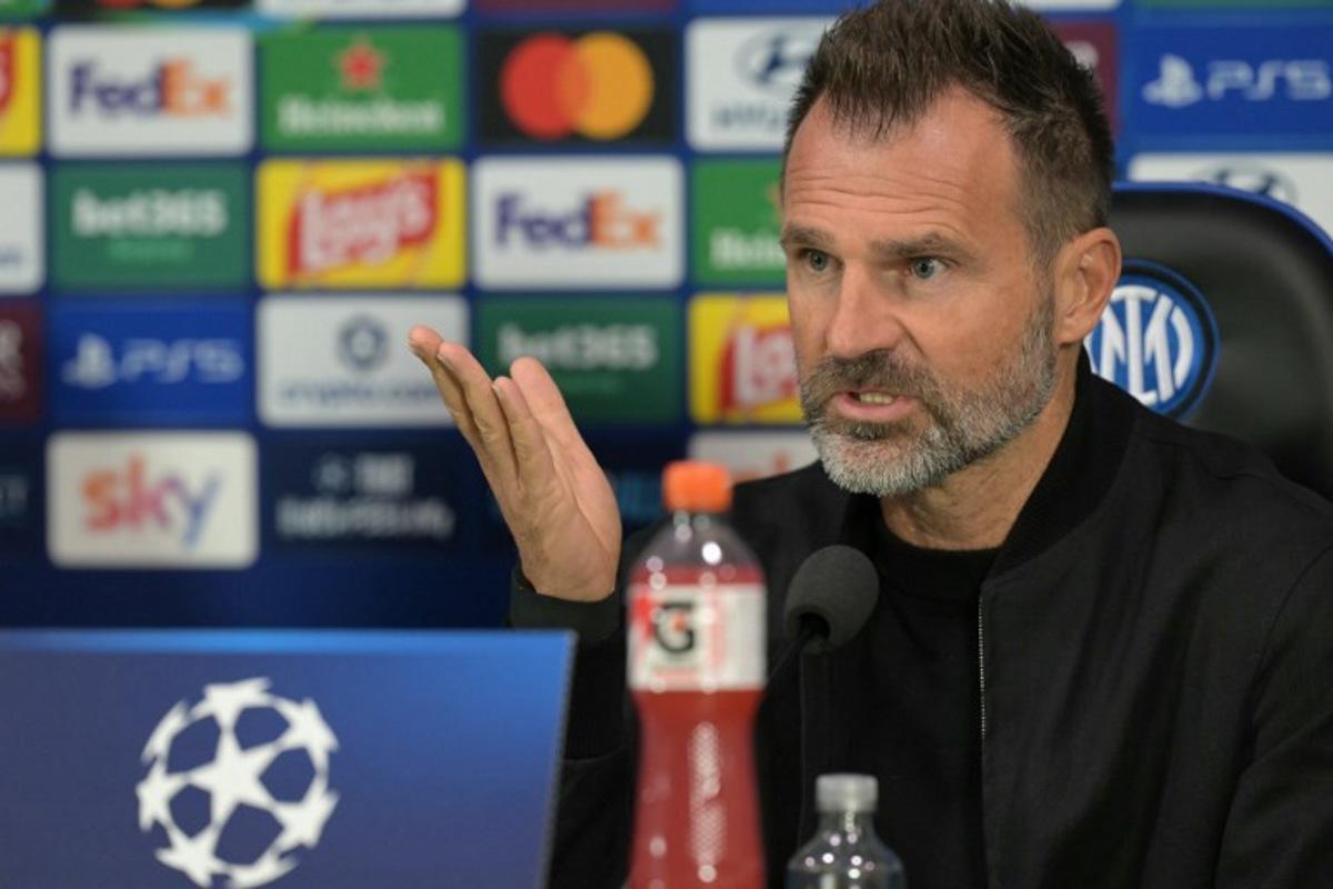 Brugge's Croatian head coach Ivan Leko attends a press conference on the eve of the UEFA Champions League football match between Inter Milan and Club Brugge, in Milan on October 12, 2026. Stefano Rellandini / AFP