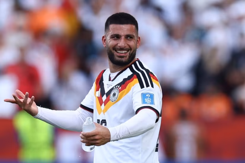 Germany's forward #26 Deniz Undav celebrates his team's victory at the end of the 2026 World Cup Group E football match between Germany and Ivory Coast at the Toronto Stadium in Toronto on June 20, 2026. Cole Burston / AFP