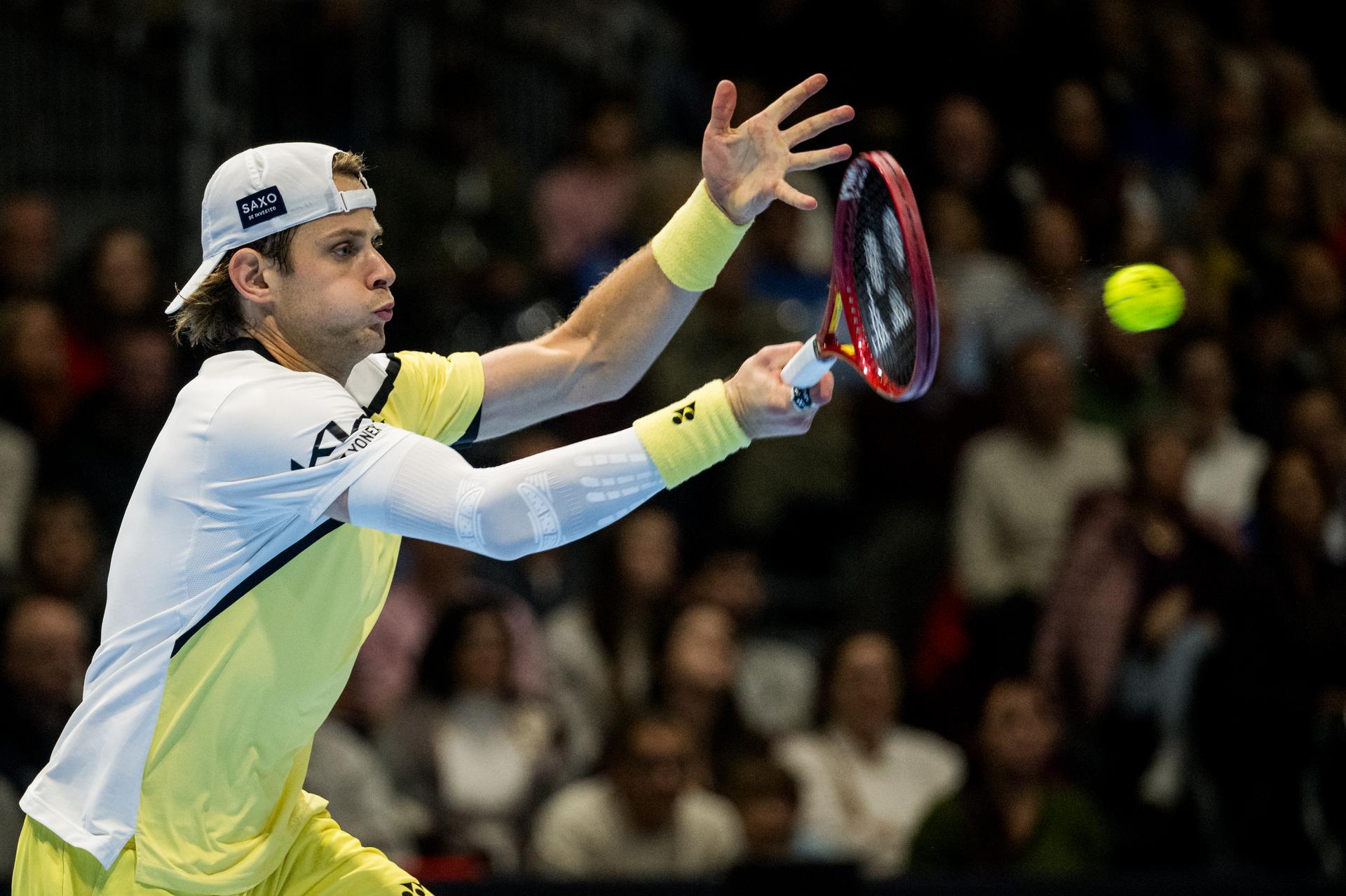 Zizou Bergs of Belgium pictured in action during the European Open ATP tennis tournament in Brussels, on Friday 23 October 2026. This year's edition of the tournament is taking place from 17 to 25 October BELGA PHOTO JASPER JACOBS