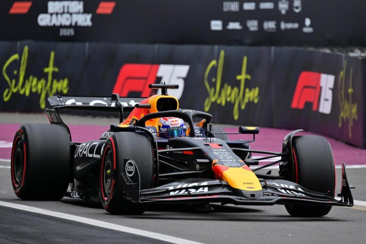 Red Bull Racing's Dutch driver Max Verstappen takes part in the third practice session ahead of the Formula One British Grand Prix at the Silverstone motor racing circuit in Silverstone, central England, on July 5, 2025. Andrej ISAKOVIC / AFP