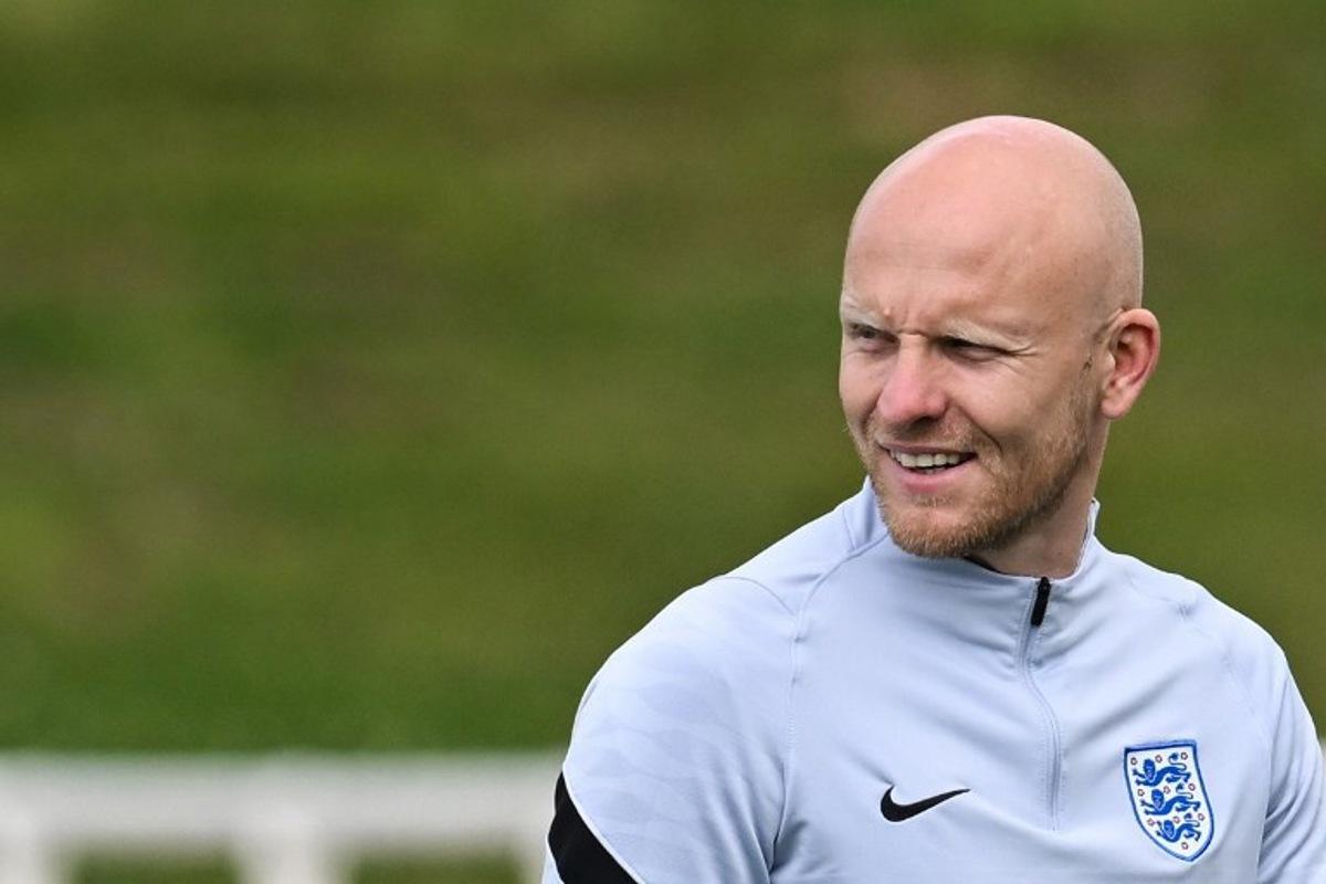 England Women's assistant manager Arjan Veurink leads a training session at St George's Park in Burton-on-Trent, central England, on June 7, 2022 ahead of the UEFA Women's Euro 2022 tournament which is set to start on July 6. Paul ELLIS / AFP