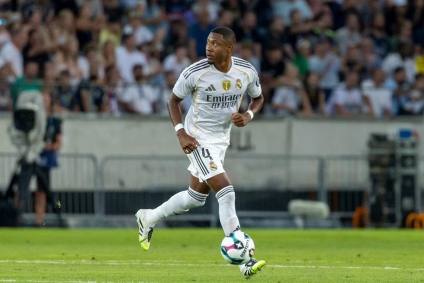 Real Madrid's Austrian defender #04 David Alaba plays the ball during the international friendly match between WSG Tirol and Real Madrid in Innsbruck on August 12, 2025. Johann GRODER / EXPA / APA / AFP
