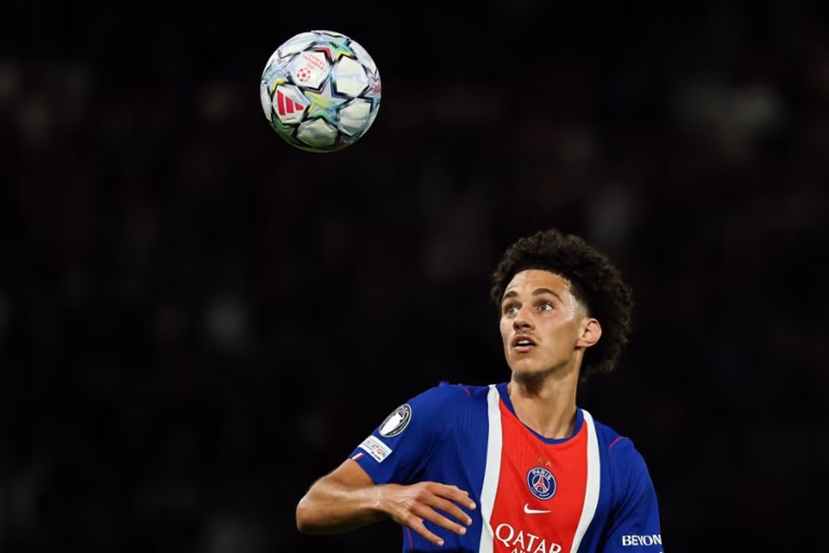 Paris Saint-Germain's French forward #11 Maghnes Akliouche eyes the ball during the UEFA Champions League, league phase, matchday 1, football match between Paris Saint-Germain (PSG) and Slovan Bratislava at the Parc des Princes Stadium in Paris on September 9, 2026. Anne-Christine POUJOULAT / AFP