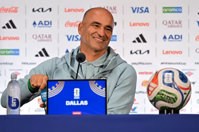 Portugal's Spanish head coach Roberto Martinez answers to journalists during a press conference at the Dallas Stadium in Arlington, Texas on July 5, 2026, on the eve of the 2026 World Cup round of 16 football match between Portugal and Spain. Paul ELLIS / AFP
