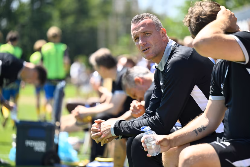 Genk's head coach Nicky Hayen a friendly soccer game between Racing Genk vs Eendracht Termien, on Saturday 04 July 2026 in Leuven, in preparation of the upcoming 2026-2027 Belgian first division soccer season. BELGA PHOTO JOHAN EYCKENS