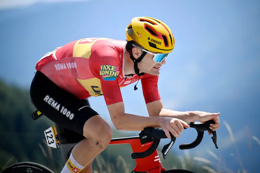 Danish Anthon Charmig of Uno-X Mobility is pictured during stage 14 of the 2026 Tour de France cycling race, a stage of 155km from Mulhouse to Le Markstein Fellering, on Saturday 18 July 2026. The 113th edition of the Tour de France starts on Saturday 4 July in Barcelona, Spain, and will finish in Paris, France on the 26th of July. BELGA PHOTO JASPER JACOBS