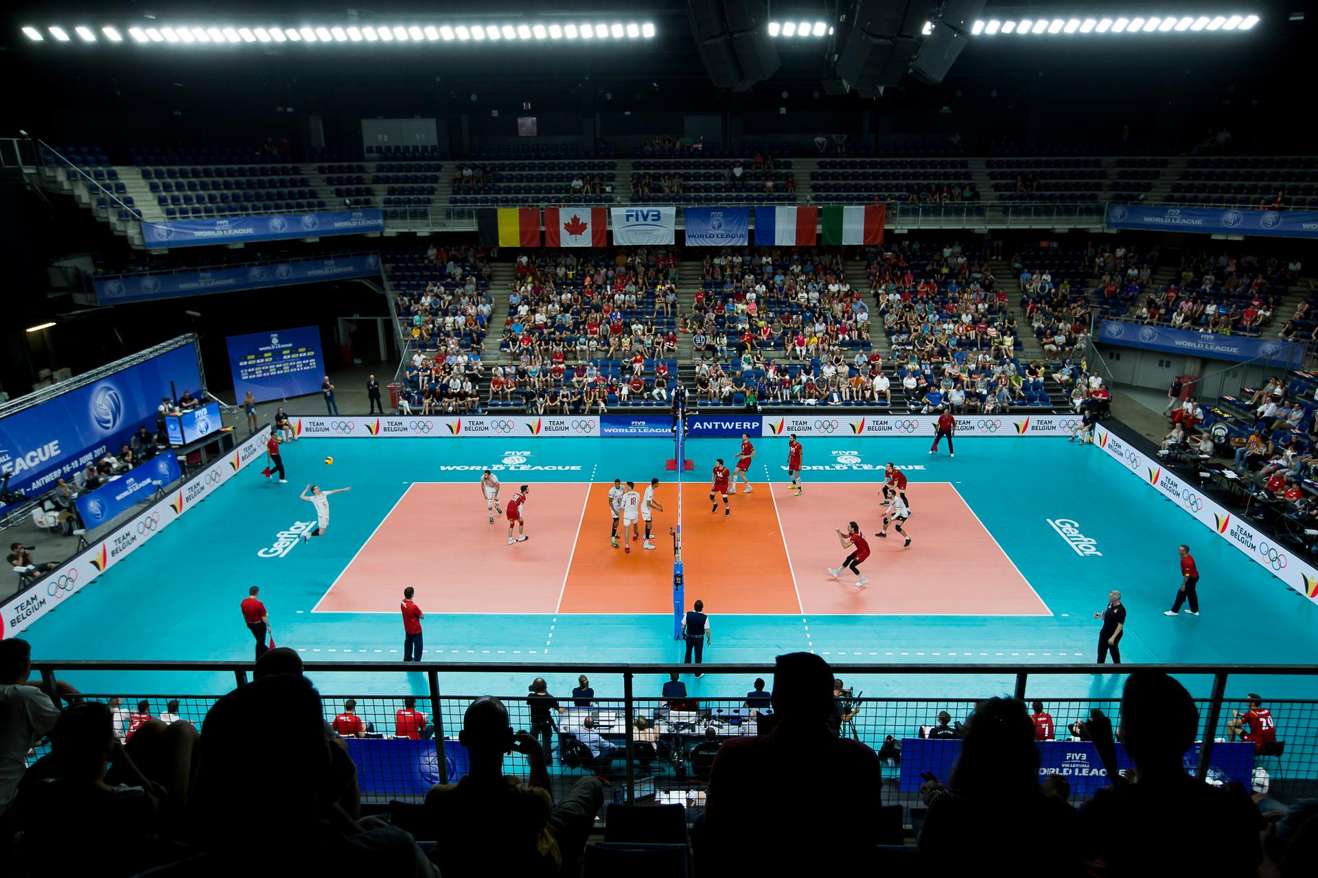 Illustration picture shows the Lotto Arena during a World League game between the Red Dragons, Belgian national volleyball team and France, Sunday 18 June 2017, at the Lotto Arena in Antwerp. BELGA PHOTO KRISTOF VAN ACCOM