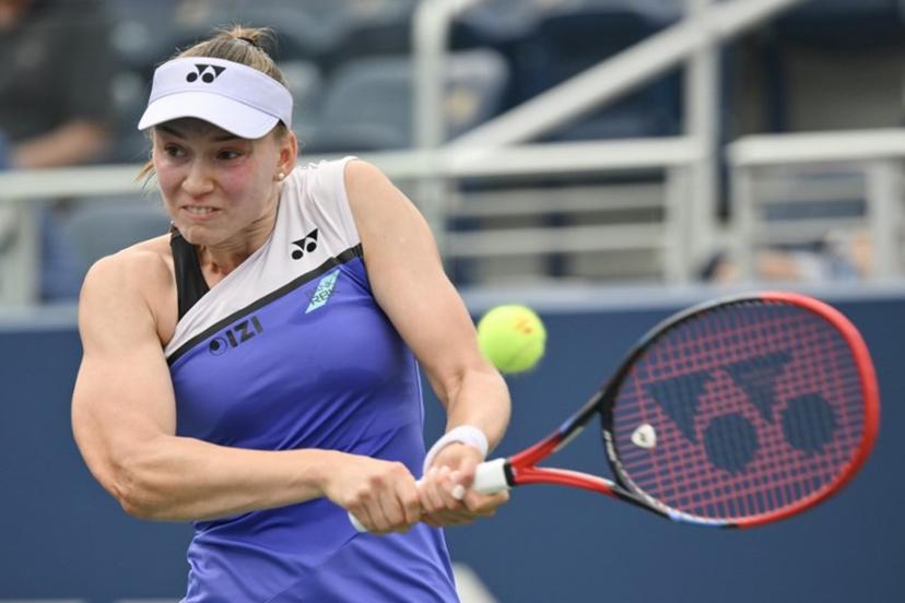 Kazakhstan's Elena Rybakina hits a return to USA's Thea Frodin during their women's singles first round tennis match on day three of the US Open tennis tournament at the USTA Billie Jean King National Tennis Center in New York City on September 1, 2026. ANGELA WEISS / AFP