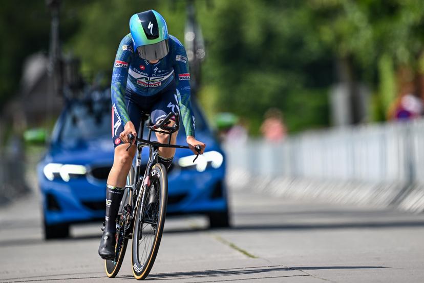 Elite Women Marthe Goossens pictured in action during the women's elite individual road time trial race (20,5km) at the Belgian Cycling Championships, in Maarkedal, on Friday 26 June 2026. BELGA PHOTO DAVID PINTENS