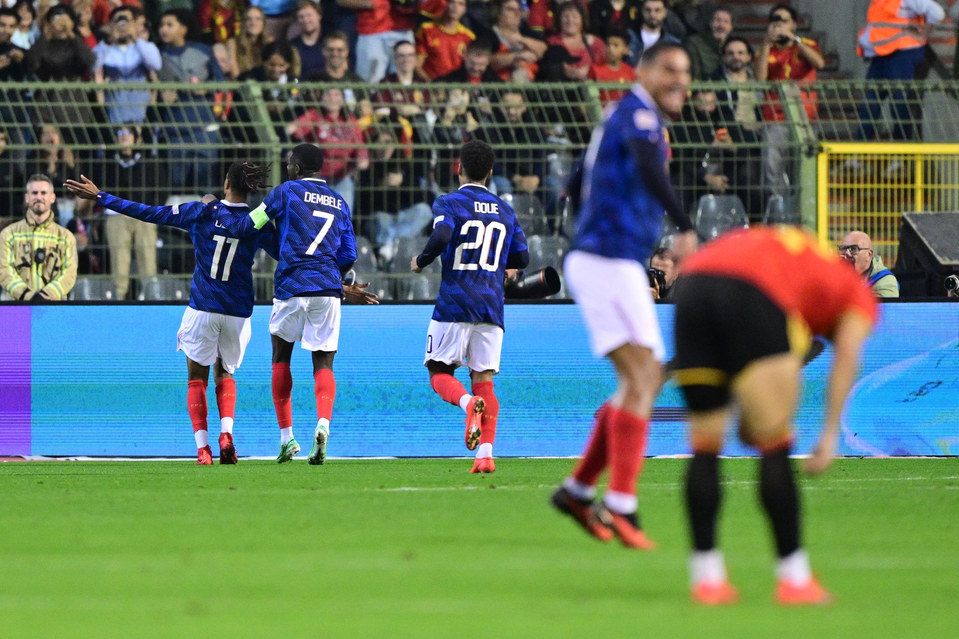 France's Michael Olise pictured during a soccer game between Belgian national team Red Devils and France, on Monday 28 September 2026 in Brussels, the second game of the UEFA Nations League group stage. BELGA PHOTO DIRK WAEM