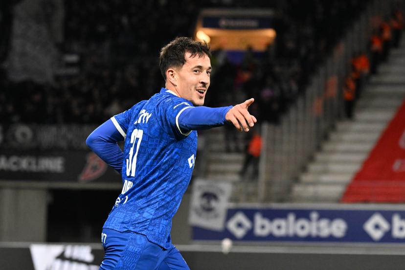 Gent's Abdelkahar Kadri celebrates after scoring the 1-0 goal during a soccer match between KAA Gent and RSC Anderlecht, Sunday 25 October 2026 in Gent, on day 9 of the 2026-2027 'Jupiler Pro League' first division of the Belgian championship, in Gent. BELGA PHOTO MAARTEN STRAETEMANS