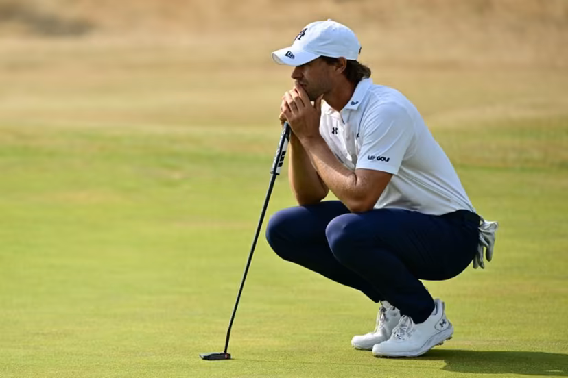 Belgium's Thomas Detry lines up a putt on the 18th green on day two of the 154th Open Golf championship at Royal Birkdale Golf Club near Southport in north-west England on July 17, 2026. Ben STANSALL / AFP