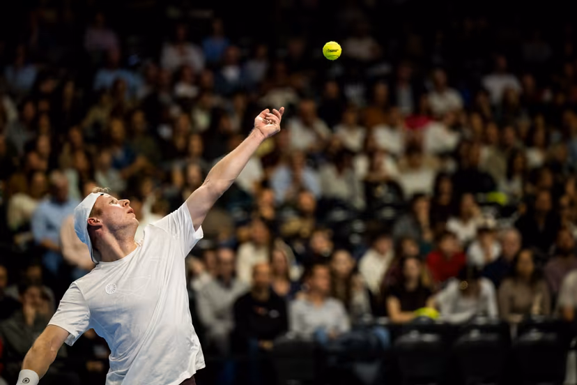 Gauthier Onclin of Belgium pictured in action during the European Open ATP tennis tournament in Brussels, on Sunday 18 October. This year's edition of the tournament is taking place from 17 to 25 October BELGA PHOTO JASPER JACOBS