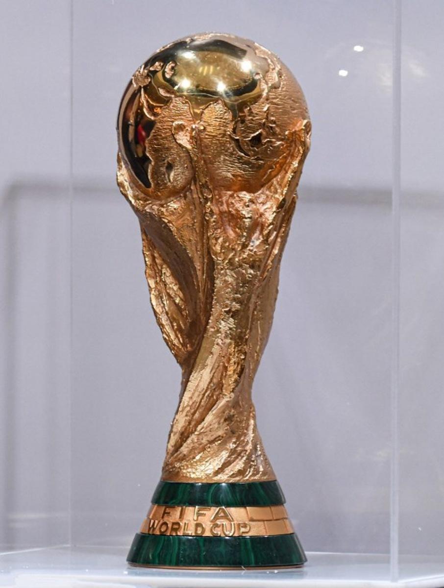 View of the FIFA World Cup trophy being exhibited in Heredia, Costa Rica, on June 19, 2025. Ezequiel BECERRA / AFP