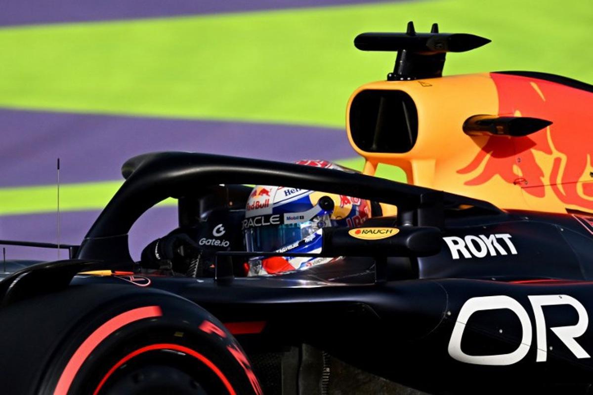 Red Bull Racing's Dutch driver Max Verstappen drives during the third practice session of the 2025 Saudi Arabia Formula One Grand Prix at the Jeddah Corniche Circuit on April 19, 2025. GABRIEL BOUYS / AFP