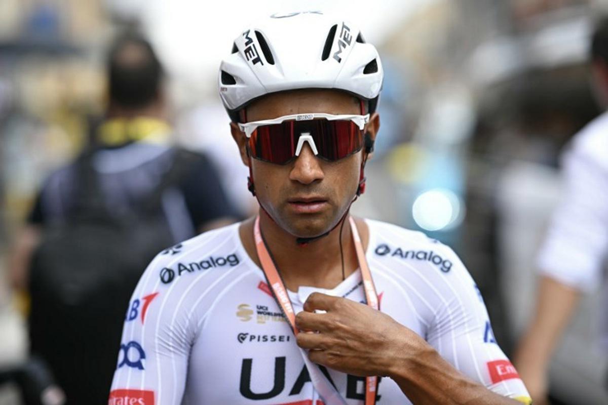 UAE Team Emirates - XRG team's Ecuadorian rider Jhonatan Narvaez awaits the start of the 15th stage of the 112th edition of the Tour de France cycling race, 169.3 km between Muret and Carcassonne, southwestern France, on July 20, 2025. Loic VENANCE / AFP