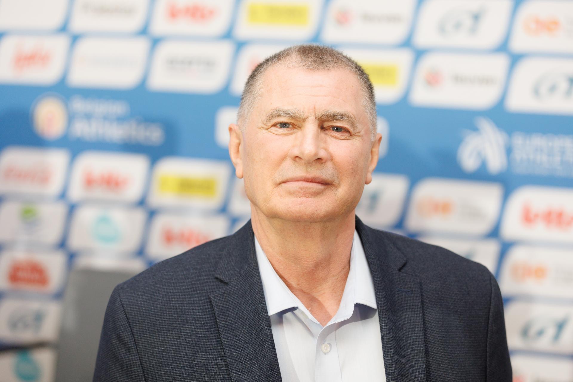European Athletics chairman Dobromir Karamarinov poses for the photographer during a press conference of European Athletics, Belgian Athletics and Golazo on the first European Running Championships, 10km, half marathon and marathon, this weekend in Brussels and Leuven, Friday 11 April 2025, in Brussels. BELGA PHOTO HATIM KAGHAT