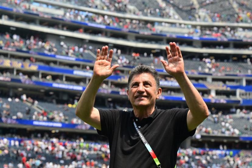 Iran's head coach Amir Ghalenoei celebrates at the end of the 2026 World Cup Group G football match between Belgium and Iran at the Los Angeles Stadium in Inglewood on June 21, 2026. Frederic J. Brown / AFP