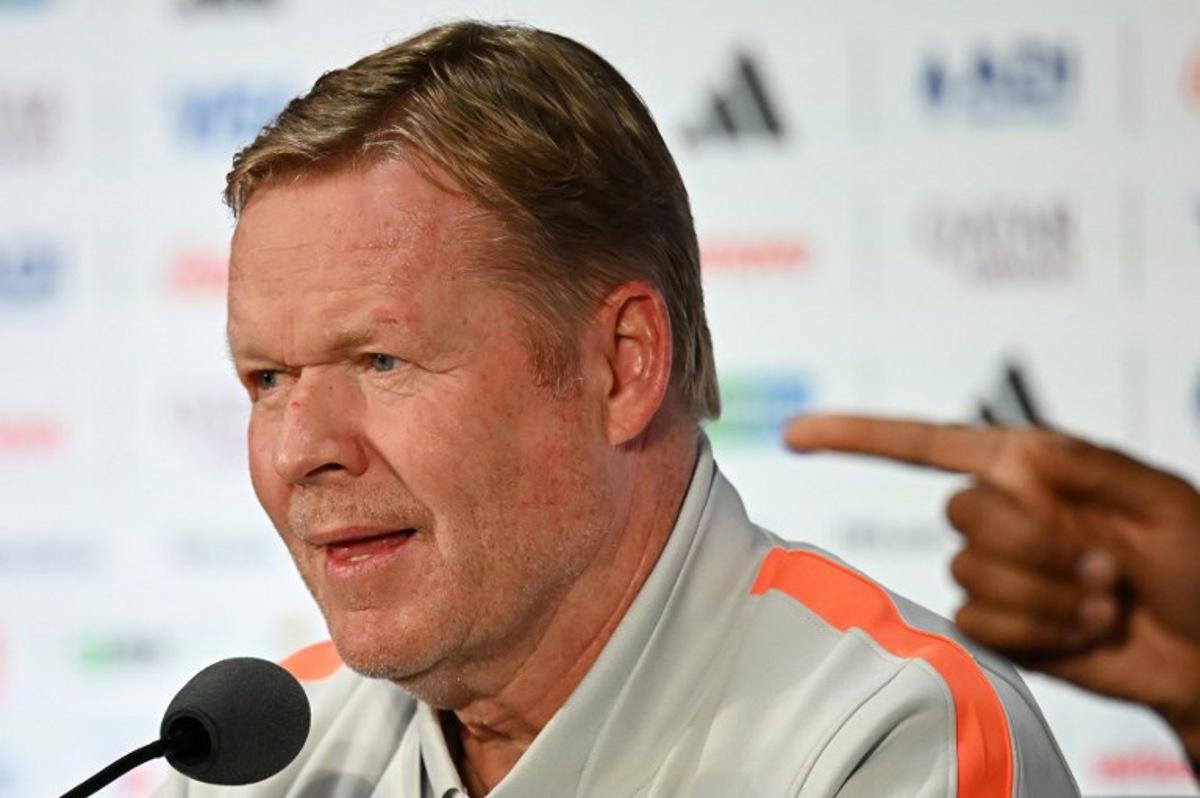 Netherlands' head coach Ronald Koeman attends a press conference ahead of Netherlands' 2026 World Cup football tournament Group F football match against Japan in Dallas on June 13, 2026. Paul ELLIS / AFP