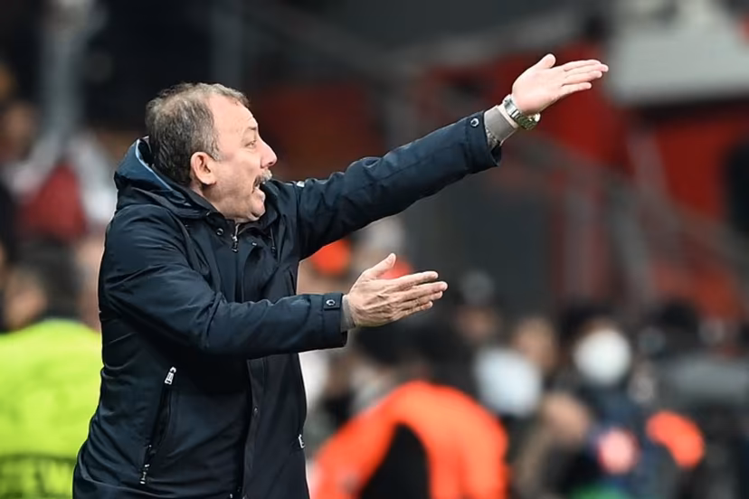 Besiktas' Turkish coach Sergen Yalcin reacts during the UEFA Champions League group C football match between Besiktas JK and AFC Ajax at Vodafone Park stadium in Istanbul on November 24, 2021. OZAN KOSE / AFP
