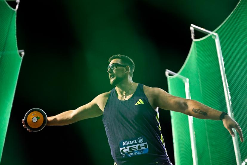 Slovenian Kristjan Ceh pictured in action during the discus throw event, at the 50th edition of the Memorial Van Damme Diamond League athletics event in Brussels, Friday 4 September 2026. BELGA PHOTO JASPER JACOBS