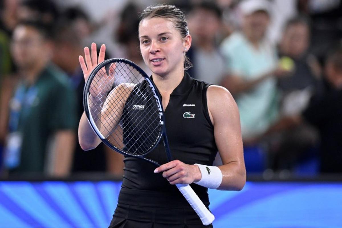 Poland's Maja Chwalinska celebrates after winning against Poland's Iga Swiatek during their women's singles semi-final match at the Wuhan Open tennis tournament in Wuhan, China's Hubei province on October 17, 2026. WANG Zhao / AFP
