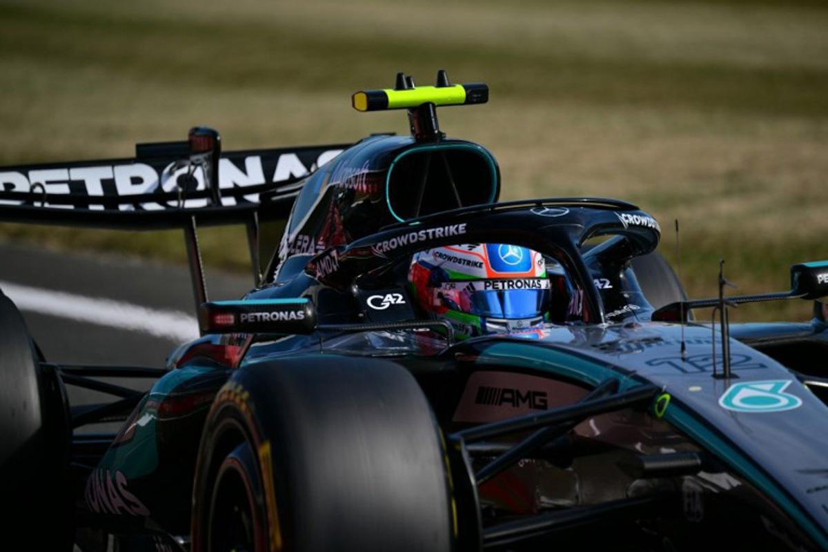 Mercedes' Italian driver Kimi Antonelli drives during the sprint qualifying session ahead of the Formula One British Grand Prix at the Silverstone motor racing circuit in Silverstone, central England, on July 3, 2026. Andrej ISAKOVIC / AFP