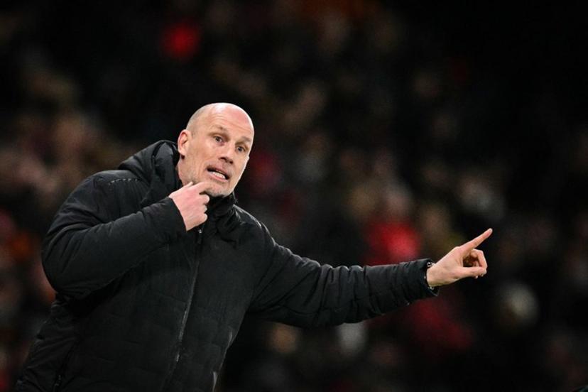 Rangers Belgian manager Philippe Clement reacts during the UEFA Europa league football match between Manchester United and Glasgow Rangers at Old Trafford stadium in Manchester, north west England, on January 23, 2025. Oli SCARFF / AFP