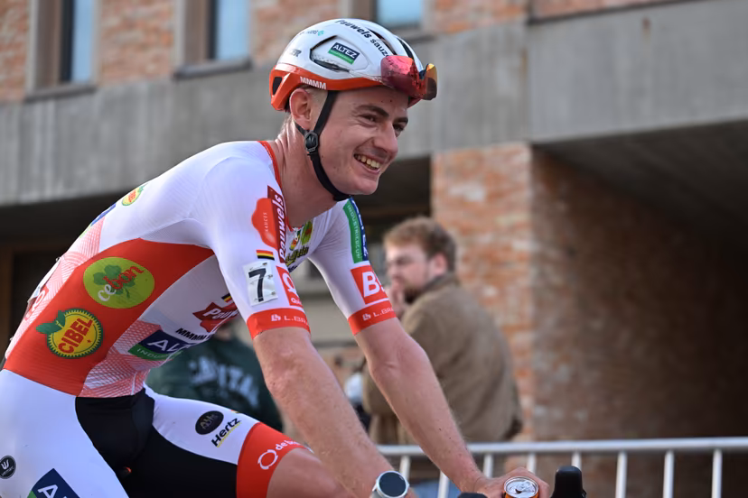 Belgium's Gerben Kuypers celebrates after winning the men elite race of the 'Kermiscross' cyclocross cycling event, on Thursday 15 October 2026, in Ardooie. BELGA PHOTO DAVID PINTENS