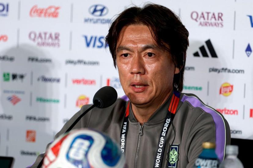 South Korea's head coach Hong Myung-bo gives a press conference at the Guadalajara Stadium in Zapopan, Mexico on June 10, 2026, on the eve of the 2026 World Cup football match between South Korea and the Czech Republic. Ulises Ruiz / AFP