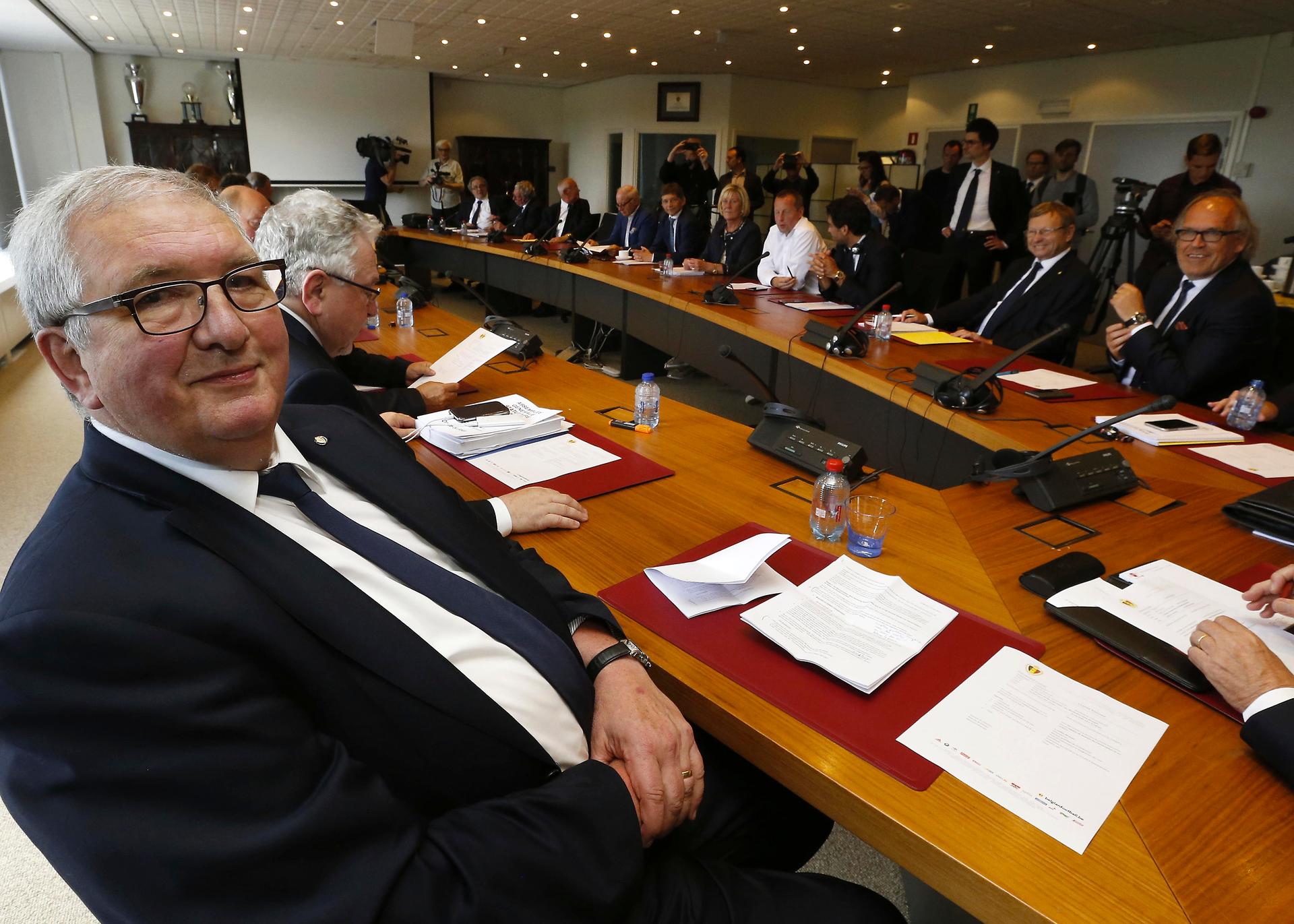 Gilbert Timmermans pictured during the voting after the general assembly and chairman elections of the Royal Belgian Soccer Union (KBVB - URBSFA), Saturday 24 June 2017, in Brussels. BELGA PHOTO NICOLAS MAETERLINCK