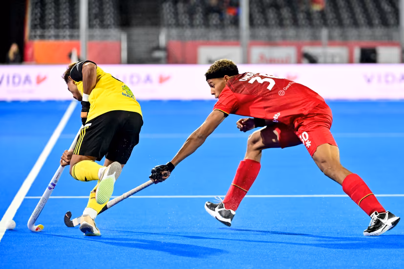 Belgium's Nelson Onana pictured during a hockey game between Belgian Lions and Malaysia, the third (out of three) matches during the group stage of the men's 2026 Hockey World Cup, Wednesday 19 August 2026 in Wavre. The 2026 edition of the Hockey World Cup takes place in Belgium and The Netherlands from August 15 to August 30. BELGA PHOTO DIRK WAEM