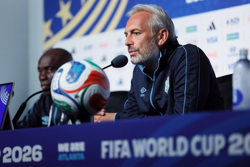 Congo DR's French head coach Sebastien Desabre gives an MD-1 press conference at Atlanta Stadium in Atlanta on June 30, 2026, on the eve of the 2026 World Cup round of 32 football match between England and Democratic Republic of the Congo. Odd ANDERSEN / AFP
