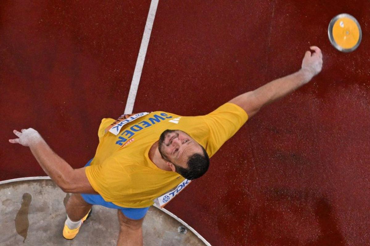 Sweden's athlete Daniel Stahl competes in the men's discus throw final during the World Athletics Championships in Tokyo on September 21, 2025. Antonin THUILLIER / POOL / AFP