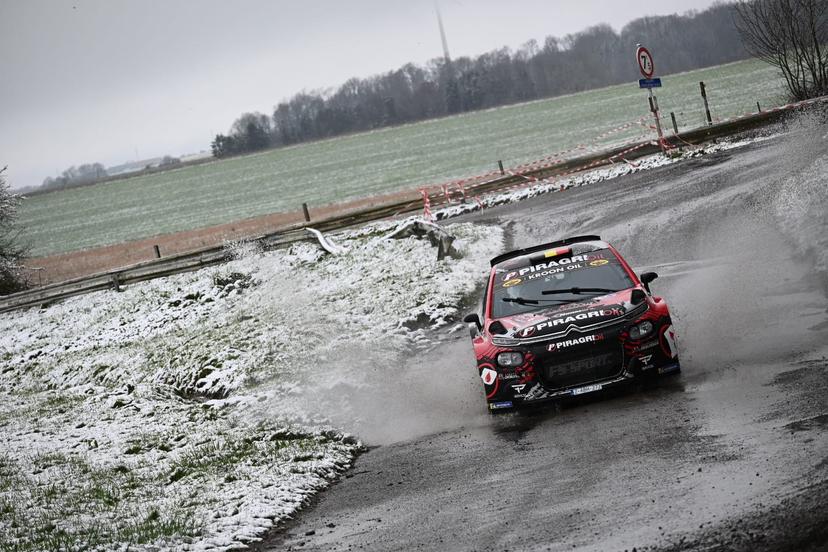 ATTENTION EDITORS - HANDOUT PICTURES - EDITORIAL USE ONLY - MANDATORY CREDIT 'BRC' This handout picture distributed on Saturday 14 March 2026 by BRC shows Bastien Rouard and Dimitri Debuisson during the Rallye des Ardennes in Dinant, Belgium. Belga and Belga editorial board decline all responsability regarding the content of this picture. PHOTO HANDOUT BRC