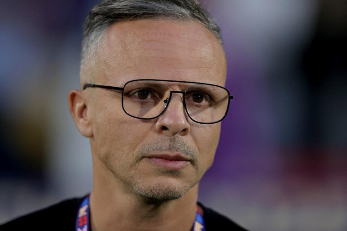 Morocco's head coach Mohamed Ouahbi looks on before the 2025 FIFA U-20 World Cup final football match between Argentina and Morocco at the National Stadium in Santiago on October 19, 2025. Javier TORRES / AFP